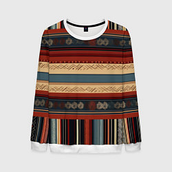 Свитшот мужской Этнический принт в полоску, цвет: 3D-белый