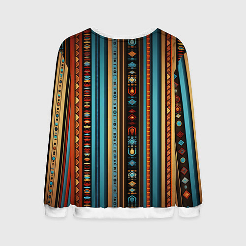 Мужской свитшот Этнический паттерн в вертикальную полоску / 3D-Белый – фото 2