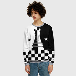 Свитшот мужской Шахматный конь, цвет: 3D-меланж — фото 2