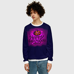 Свитшот мужской Светящаяся тыква хэллоуин, цвет: 3D-белый — фото 2