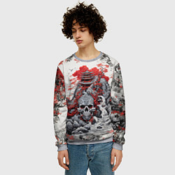 Свитшот мужской Череп под Японским замком, цвет: 3D-меланж — фото 2