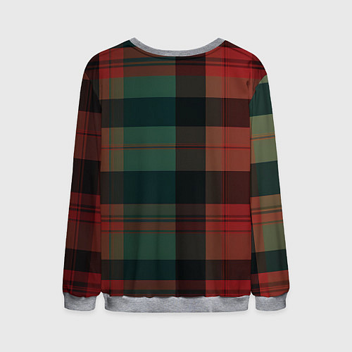 Мужской свитшот Зелёно-красная шотландская клетка / 3D-Меланж – фото 2