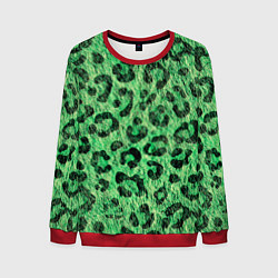 Свитшот мужской Зелёный леопард паттерн, цвет: 3D-красный