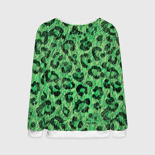 Мужской свитшот Зелёный леопард паттерн / 3D-Белый – фото 2