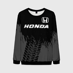 Мужской свитшот Honda speed на темном фоне со следами шин посереди