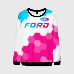 Свитшот мужской Ford neon gradient style посередине, цвет: 3D-черный