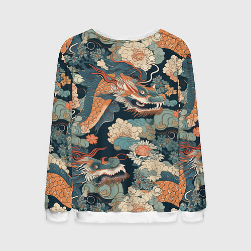 Мужской свитшот Дракон с усами / 3D-Белый – фото 2