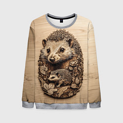 Мужской свитшот Ежики выжженные на доске