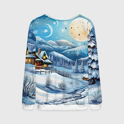 Мужской свитшот Зима предновогоднее настроение / 3D-Белый – фото 2