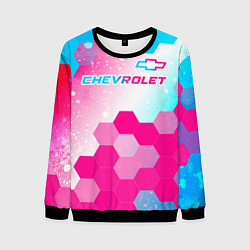 Мужской свитшот Chevrolet neon gradient style посередине