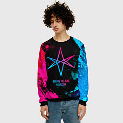 Свитшот мужской Bring Me the Horizon - neon gradient, цвет: 3D-черный — фото 2