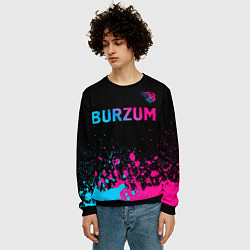 Свитшот мужской Burzum - neon gradient посередине, цвет: 3D-черный — фото 2