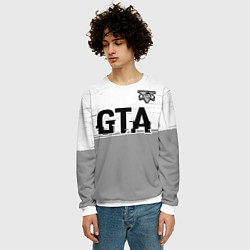 Свитшот мужской GTA glitch на светлом фоне посередине, цвет: 3D-белый — фото 2