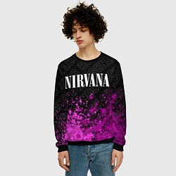 Свитшот мужской Nirvana rock legends посередине, цвет: 3D-черный — фото 2