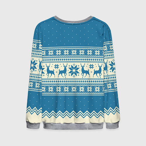 Мужской свитшот Sweater with deer on a blue background / 3D-Меланж – фото 2