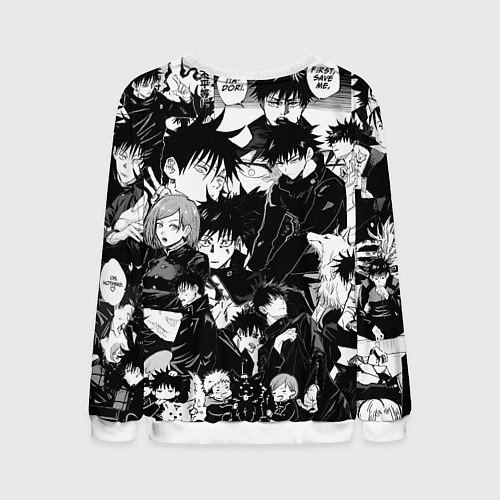 Мужской свитшот Мэгуми Фушигуро - Магическая битва / 3D-Белый – фото 2