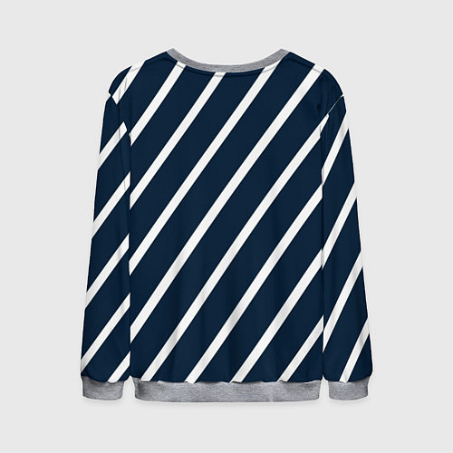 Мужской свитшот Тёмно-синий в белую полоску диагональ / 3D-Меланж – фото 2