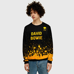 Свитшот мужской David Bowie - gold gradient посередине, цвет: 3D-черный — фото 2