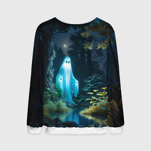 Мужской свитшот Призрак в лесу у воды / 3D-Белый – фото 2