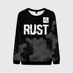 Свитшот мужской Rust glitch на темном фоне посередине, цвет: 3D-черный