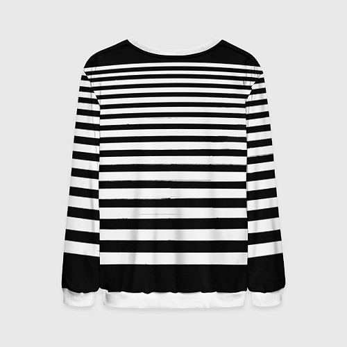 Мужской свитшот Силуэт на чёрно белом полосы / 3D-Белый – фото 2