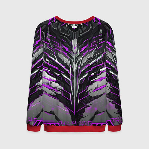 Мужской свитшот Киберпанк доспех фиолетовый / 3D-Красный – фото 2