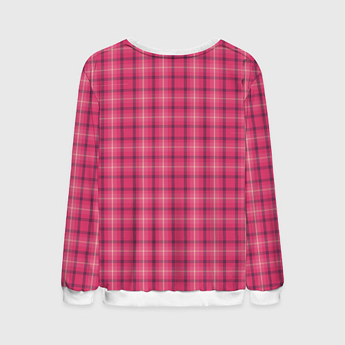 Мужской свитшот Розовая клетка классическая / 3D-Белый – фото 2