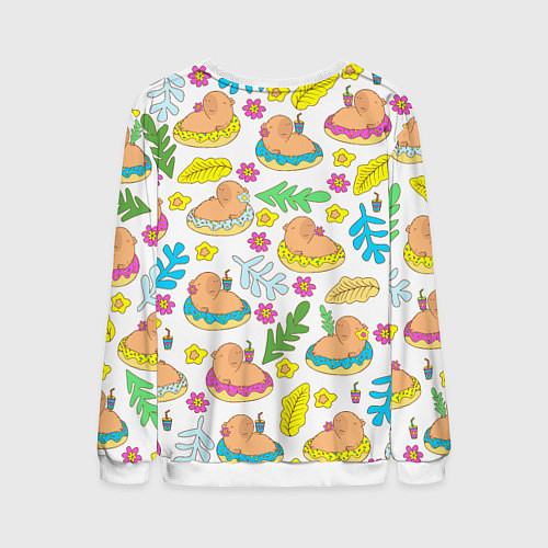 Мужской свитшот Капибары на отдыхе / 3D-Белый – фото 2