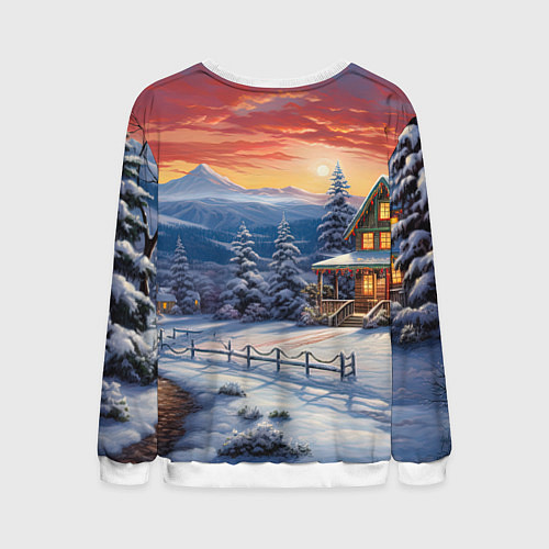 Мужской свитшот Зимний праздник в сказочном городке / 3D-Белый – фото 2