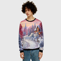 Свитшот мужской Волшебное сияние новогодних огней, цвет: 3D-черный — фото 2