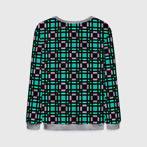 Мужской свитшот Зелено-сиреневый с черный клетчатый узор / 3D-Меланж – фото 2