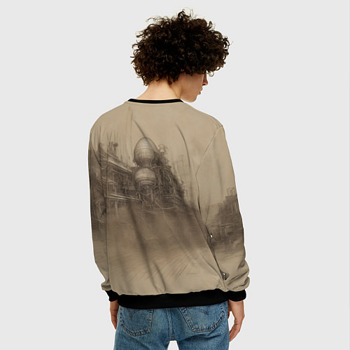 Мужской свитшот Скетч футуристичного спорткара / 3D-Черный – фото 4