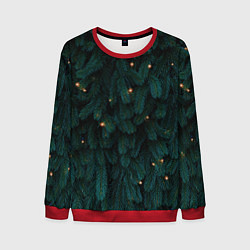Свитшот мужской Ёлка и гирлянды, цвет: 3D-красный