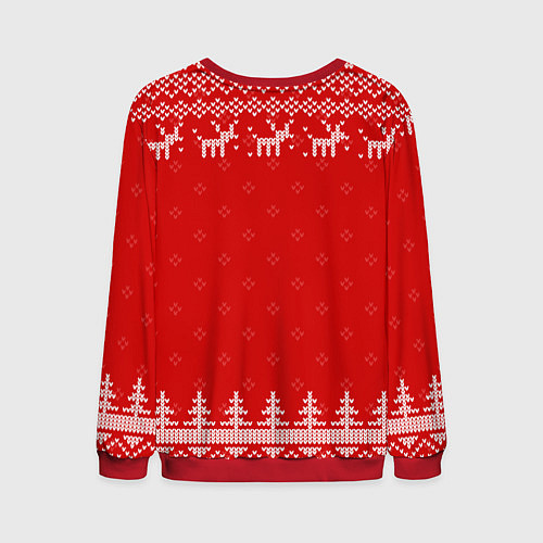Мужской свитшот Новогодний Никита: свитер с оленями / 3D-Красный – фото 2