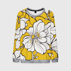 Свитшот мужской Японский паттерн цветов, цвет: 3D-меланж