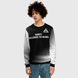 Свитшот мужской Thirty Seconds to Mars glitch на темном фоне посер, цвет: 3D-черный — фото 2