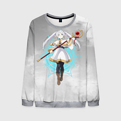 Мужской свитшот Фрирен провожающая в последний путь - чб