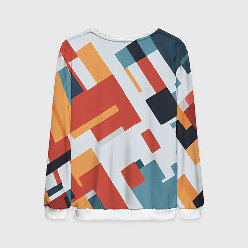 Мужской свитшот Геометрический узор - нейросеть / 3D-Белый – фото 2