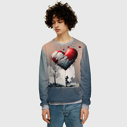 Свитшот мужской Разбитое сердце на веревочке, цвет: 3D-меланж — фото 2