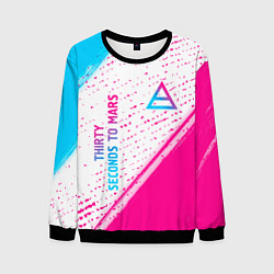 Свитшот мужской Thirty Seconds to Mars neon gradient style вертика, цвет: 3D-черный