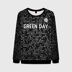 Свитшот мужской Green Day glitch на темном фоне посередине, цвет: 3D-черный