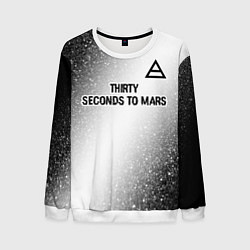 Мужской свитшот Thirty Seconds to Mars glitch на светлом фоне посе