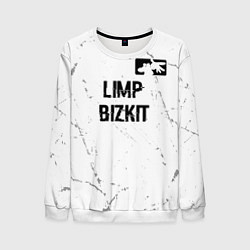 Свитшот мужской Limp Bizkit glitch на светлом фоне посередине, цвет: 3D-белый