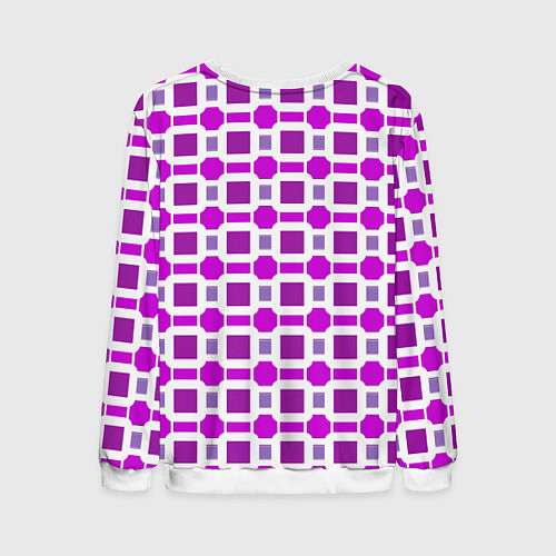 Мужской свитшот Фиолетовые кирпичики и белые полосы / 3D-Белый – фото 2