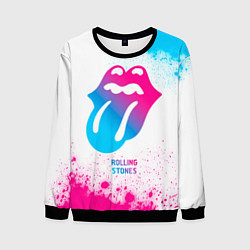 Свитшот мужской Rolling Stones neon gradient style, цвет: 3D-черный