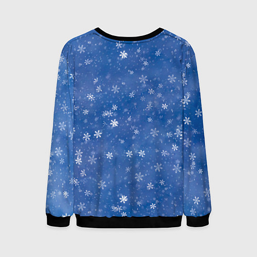 Мужской свитшот Дед Мороз с мешком и елкой / 3D-Черный – фото 2