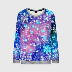 Свитшот мужской Снежинки - морозный паттерн, цвет: 3D-меланж