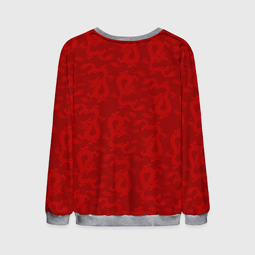 Мужской свитшот Динозавр в свитере - новогодние драконы / 3D-Меланж – фото 2