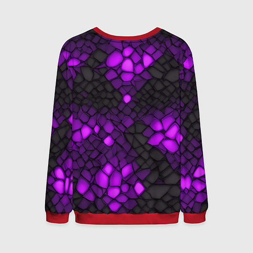 Мужской свитшот Фиолетовый трескающийся камень / 3D-Красный – фото 2