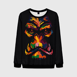 Свитшот мужской Морда гориллы поп-арт, цвет: 3D-черный